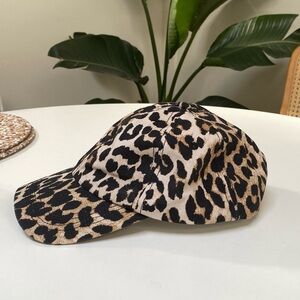 Ganni animal print leopard baseball cap